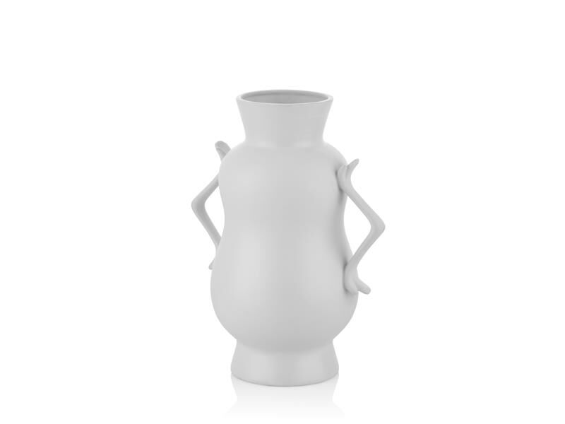 Bulb 2 Katlı Kulplu Beyaz Vazo 22,8x15x29 Cm