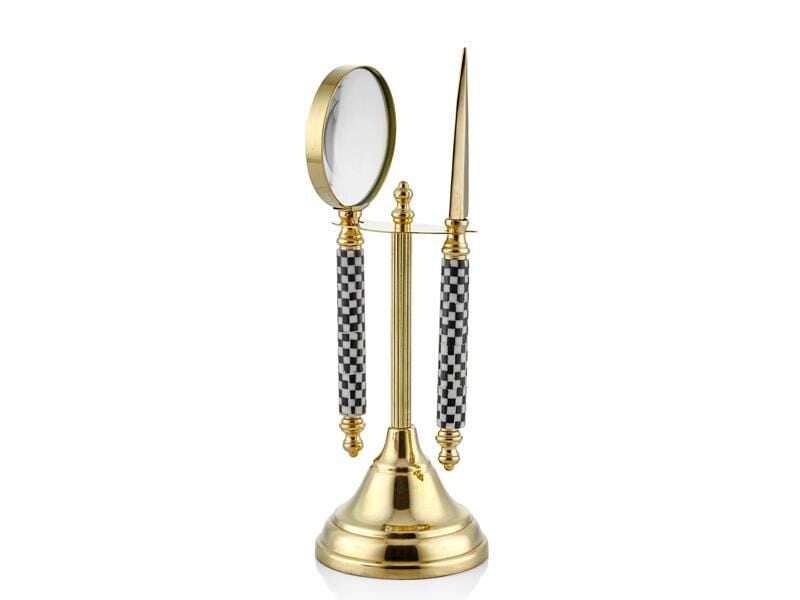 Magnifier Damalı Siyah Beyaz Mercek Ve Mektup Açacak Seti 8x8x24 Cm