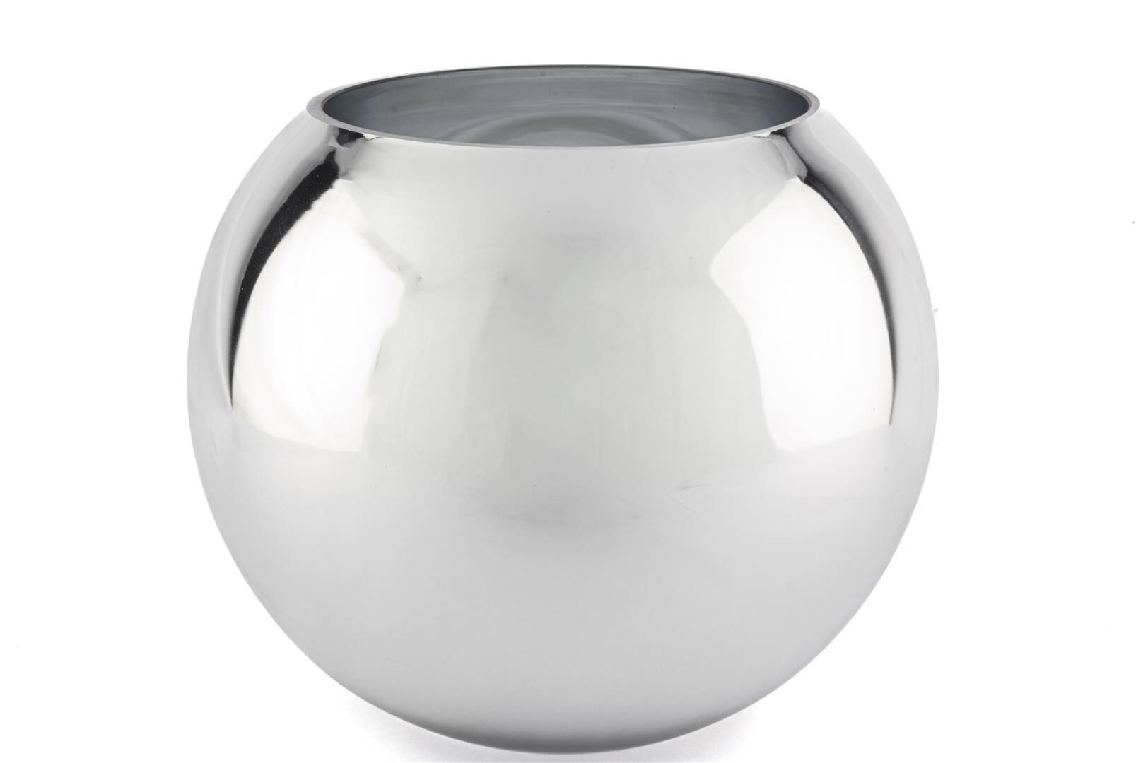 Gümüş Yuvarlak Cam Vazo 25cm