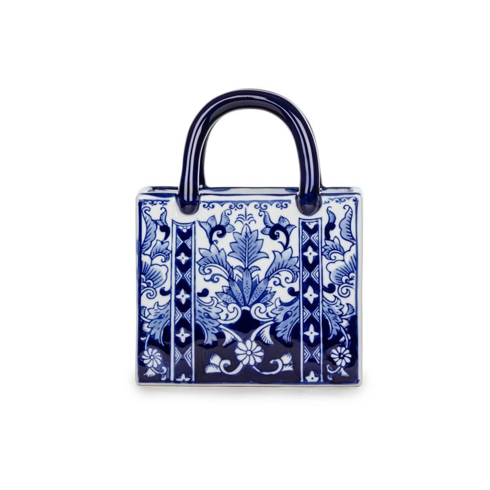 Blue Blanc Köşeli Çanta Vazo 25 cm