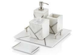 Whity Beyaz Gümüş Saplı Kare Tepsili Banyo Takımı