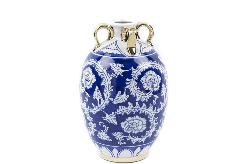 Bleu Blanc Gold Seramik Vazo 32 Cm