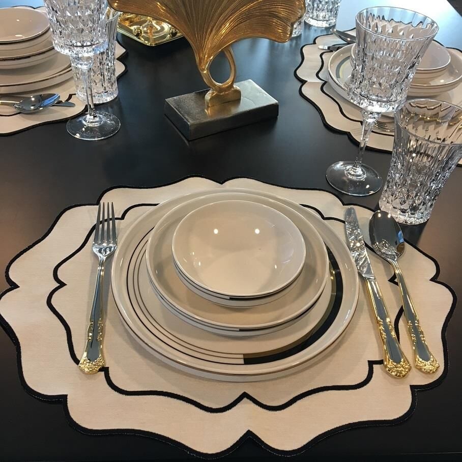 Siyah Sargılı Oval Form Amerikan Servis 37x47 cm