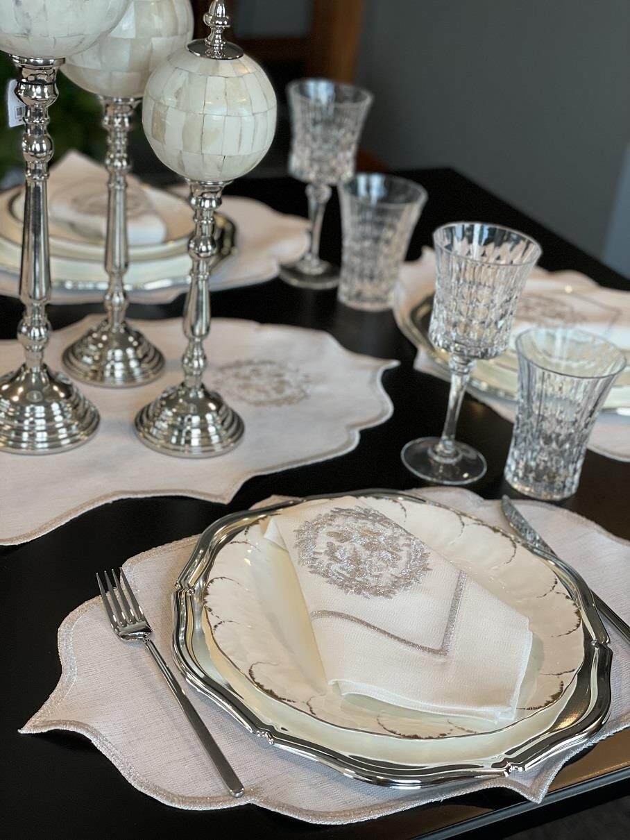 Gümüş Simli Kalın Sargılı Amerikan Servis 37x54 cm