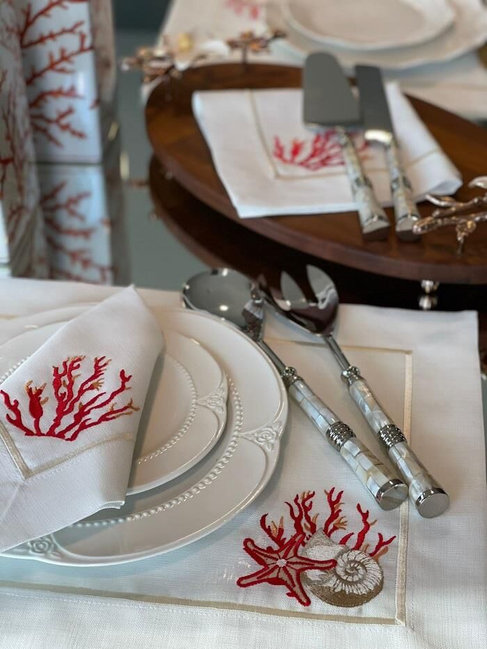 Kırmızı Mercanlı Amerikan Servis 37x47 cm