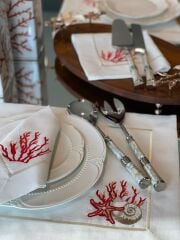 Kırmızı Mercanlı Amerikan Servis 37x47 cm