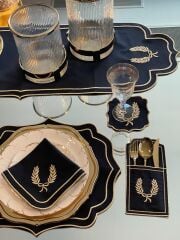 Gold Simli Siyah Fay Amerikan Servis 37x47 cm