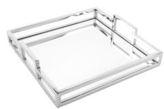 Gümüş Metal Kare Aynalı Tepsi 30x30cm