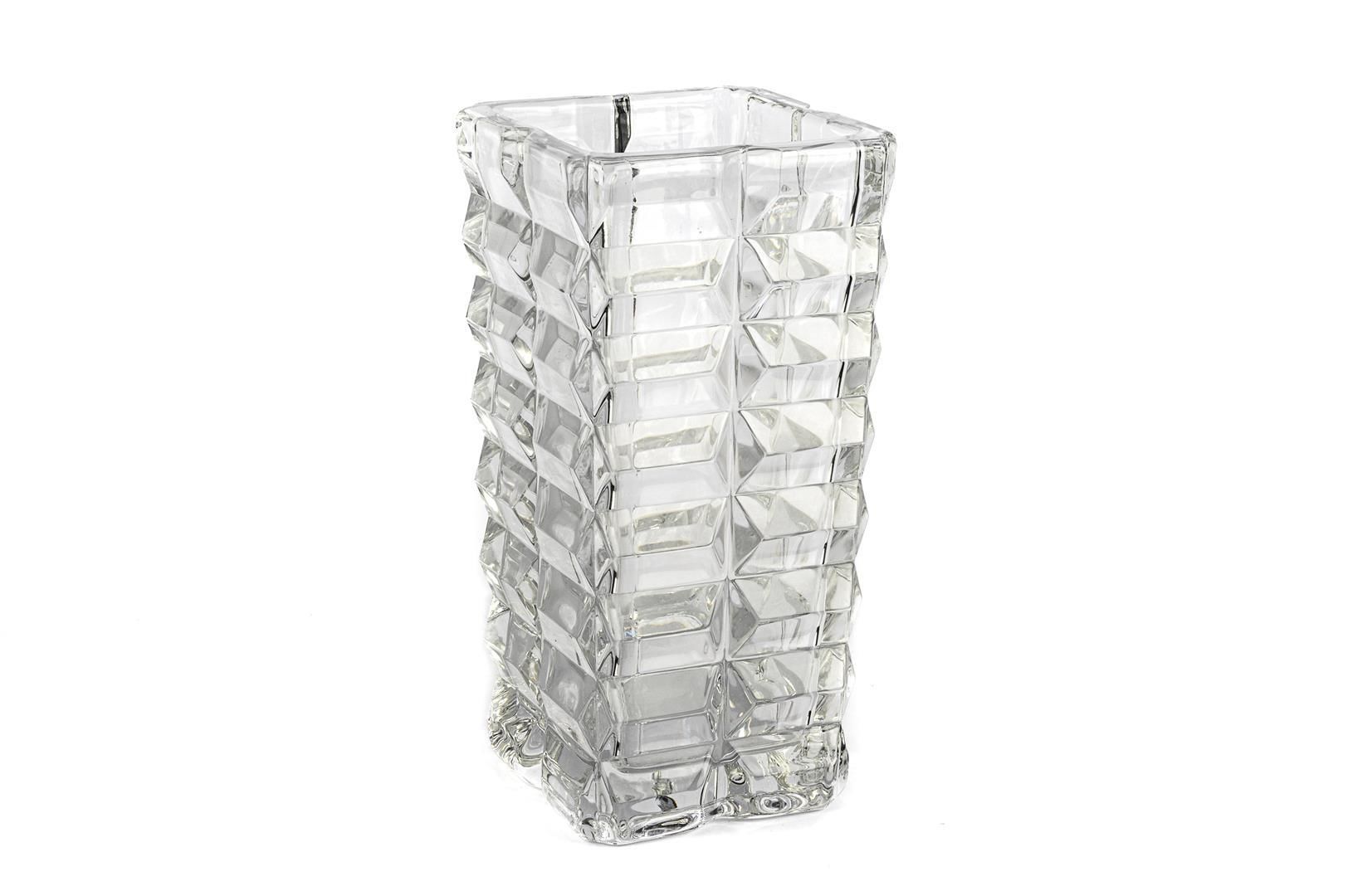 Clear Köşeli Cam Vazo 12x12x25cm
