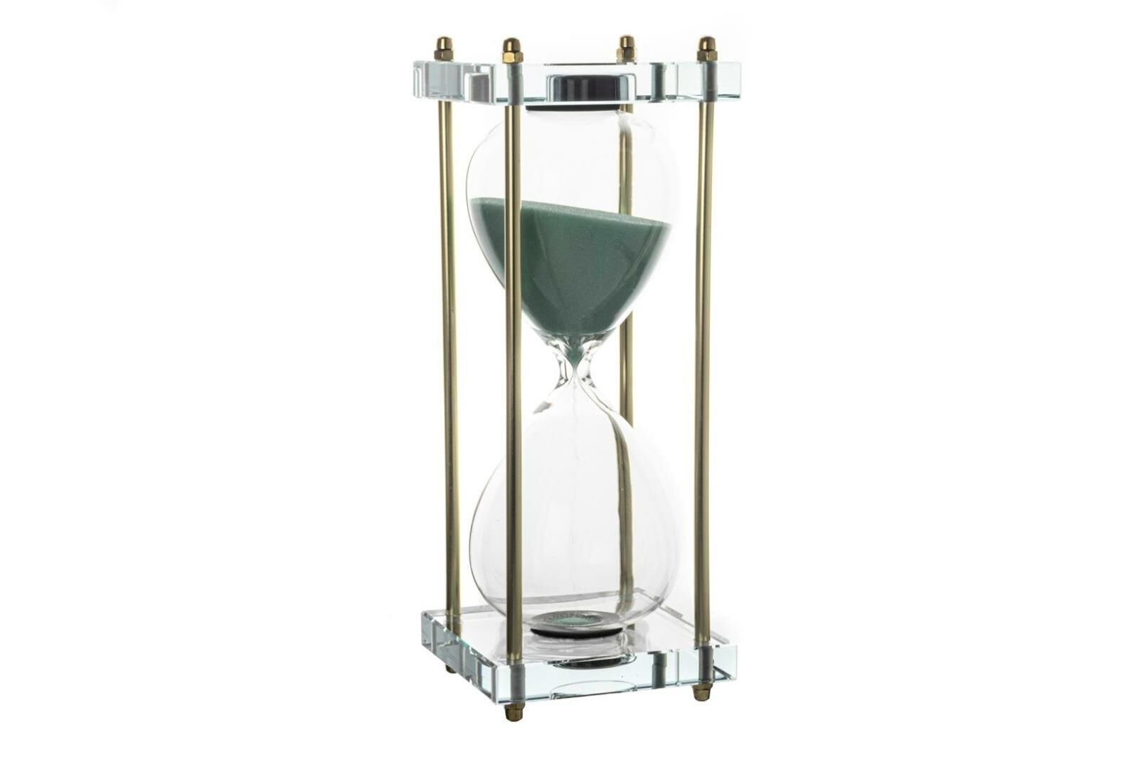 Clear Gold Turkuaz Cam Kum Saati 10x10x26cm