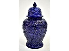 Kuş ve Çiçek Desenli Mavi Küçük Küp 26x26x45 cm