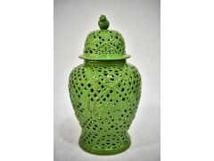 Kuş ve Çiçek Desenli Mat Yeşil Küçük Küp 26x26x45 cm