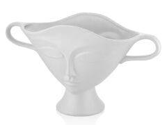 Anıtas Kulplu Face Beyaz Dekoratif Vazo 50,3x19,3x28,3 Cm