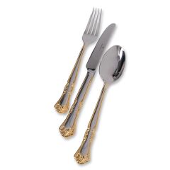 Wanelli Santana Dekorlu Altın 84 Parça Çatal Kaşık Bıçak Seti