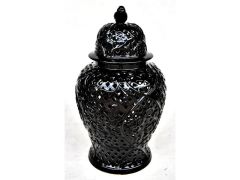 Kuş Ve Çiçek Desenli Siyah Küçük Kup 26x26x45 Cm