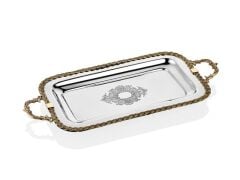 Black Pearl Halatlı Kulplu Dikdörtgen Tepsi Küçük 46.5x21.5x5.5 Cm