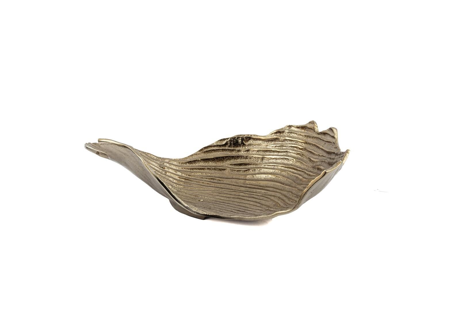 Antik Bronz Dekoratif Yaprak Tabak 36x22x9cm