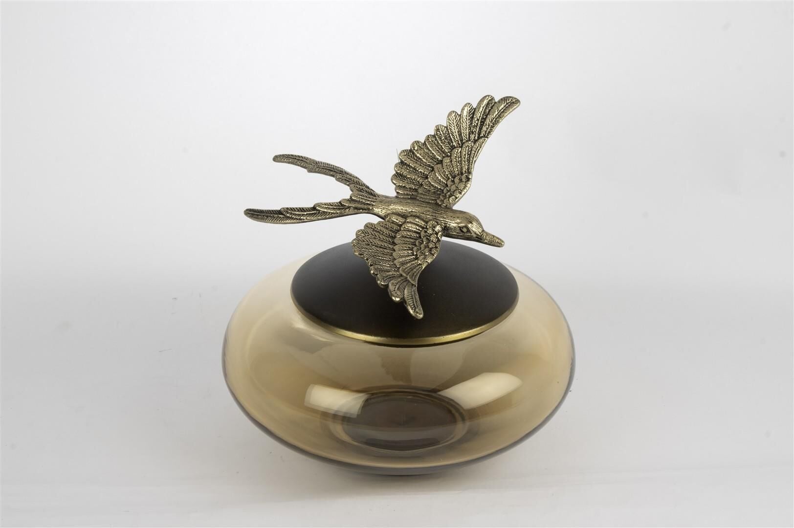 Bronz Kırlangıç Cam Obje 20x24cm