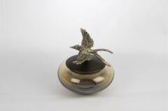 Bronz Kırlangıç Cam Obje 15x17cm