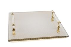Şampanya Kristal Kare Tepsi 30x6cm