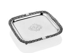 Halatlı Kare Tepsi 19x19x4 Cm Full Nickel