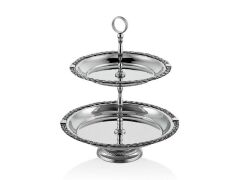 Halatlı 2li Sunum Standı 26x26x26 Cm Full Nickel