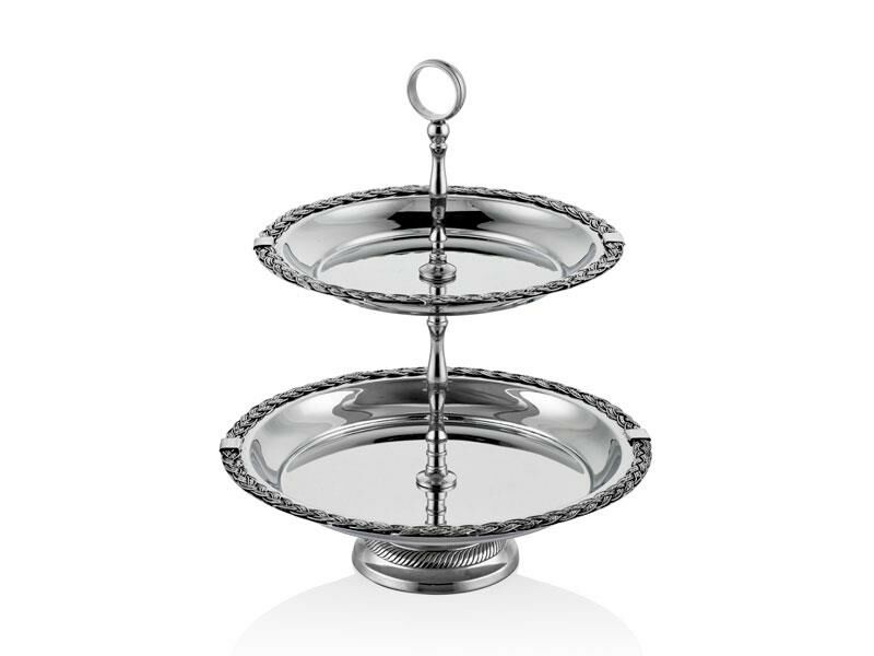 Halatlı 2li Sunum Standı 26x26x26 Cm Full Nickel