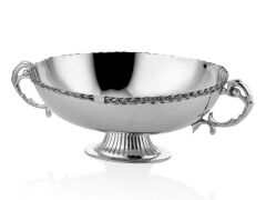 Halatlı Kulplu Dekoratif Kâse 39x24x15 Cm Full Nickel