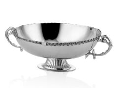 Halatlı Kulplu Dekoratif Kâse 39x24x15 Cm Full Nickel