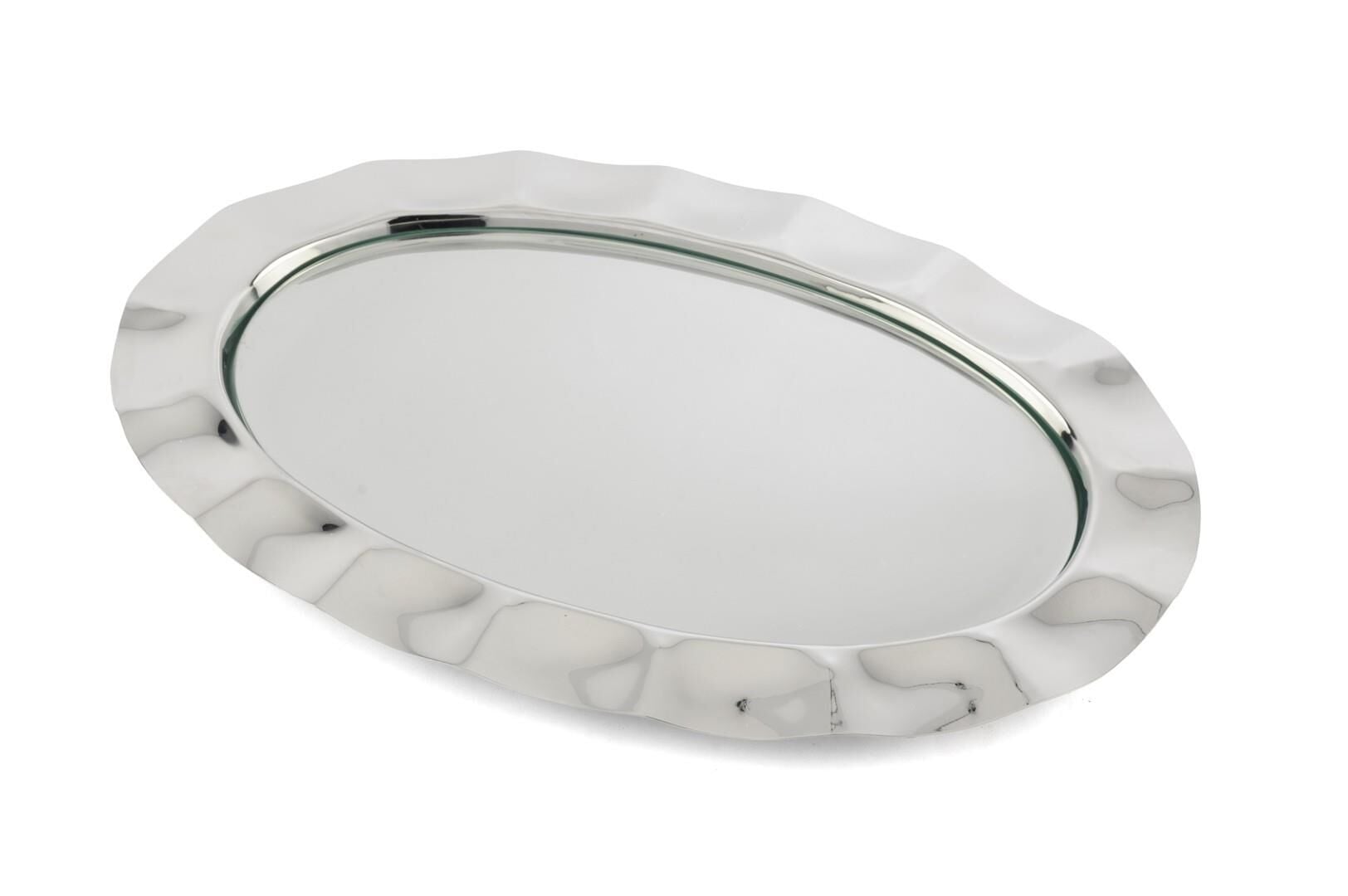 Silver Camlı Tepsi 40x27cm