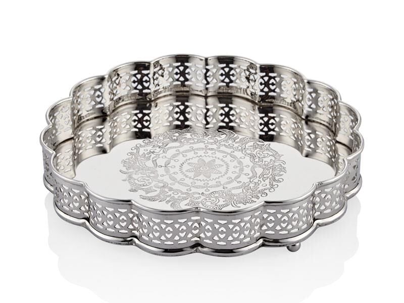 Jaali Gümüş Tepsi 26x25x4 Cm