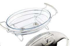 Perle Çelik Kapaklı Oval Isıtıcılı Servis 46x25x21cm