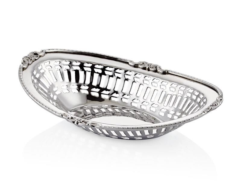 Jaali Oval Gümüş Ekmeklik 24x17x5,5 Cm