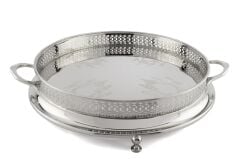 Luxe Metallic Yuvarlak Tabanlı Tepsi 53x47x11cm