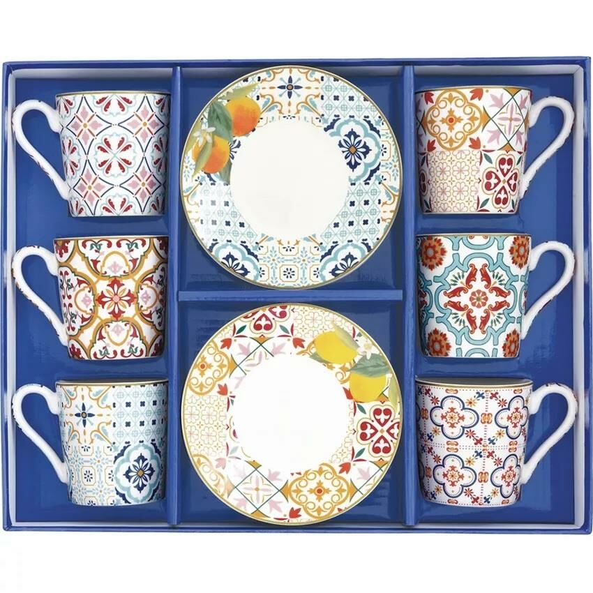 6 Lı Porselen Kahve Fincanı Ve Tabağı 100 Ml