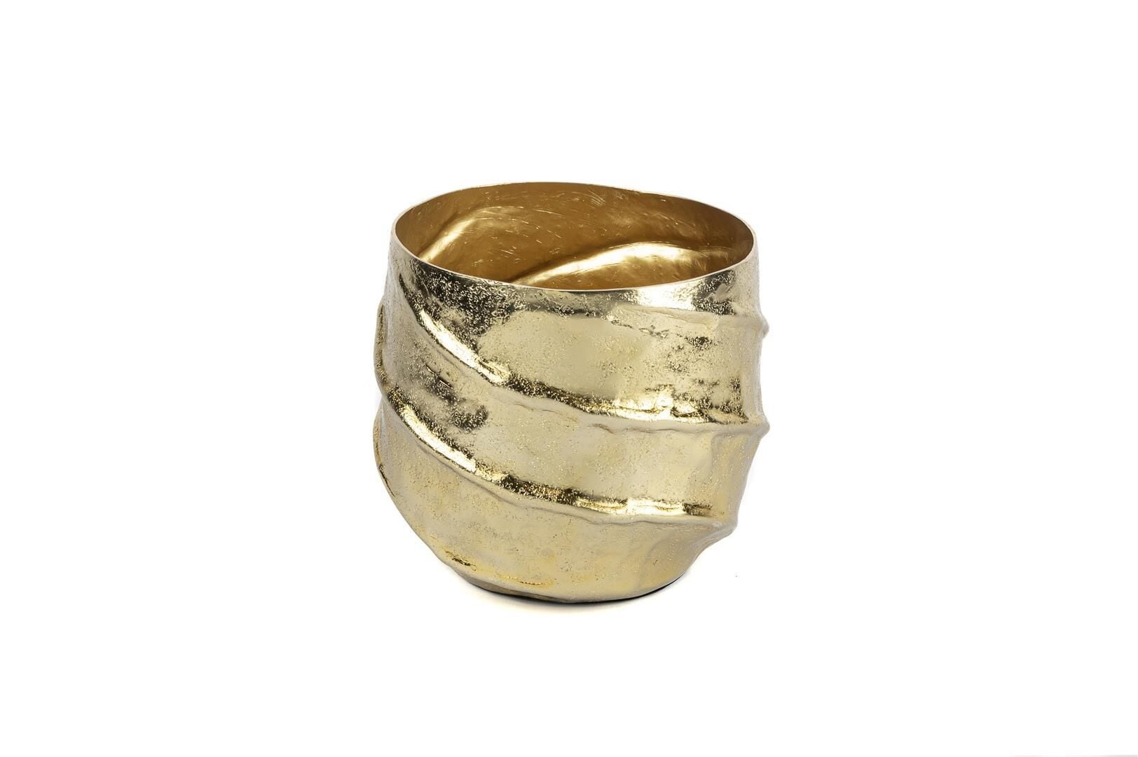 Shiny Gold Spiral Metal Saksı 21x18cm
