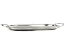 Gümüş Oval Kulplu Metal Tepsi 48x21cm