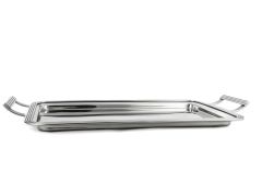 Gümüş Dik Kulplu Metal Tepsi 55x29cm