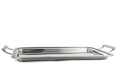 Gümüş Dik Kulplu Metal Tepsi 55x29cm