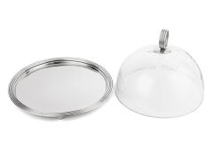 Gümüş Cam Kapaklı Sunumluk 29x22cm