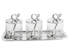 Gümüş Tepsili 3lü Kavanoz Seti 35x14x13cm