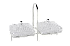Gümüş Standlı 2li Kapaklı Servis 28x12x19cm