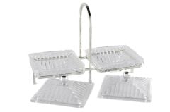 Gümüş Standlı 2li Kapaklı Servis 28x12x19cm