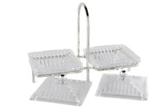 Gümüş Standlı 2li Kapaklı Servis 28x12x19cm