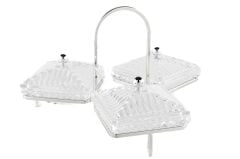 Gümüş Standlı 3lü Kapaklı Servis 34x19cm