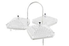 Gümüş Standlı 3lü Kapaklı Servis 34x19cm