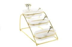 Gold 3 Katlı Metal Cam Servis 31x19x20cm