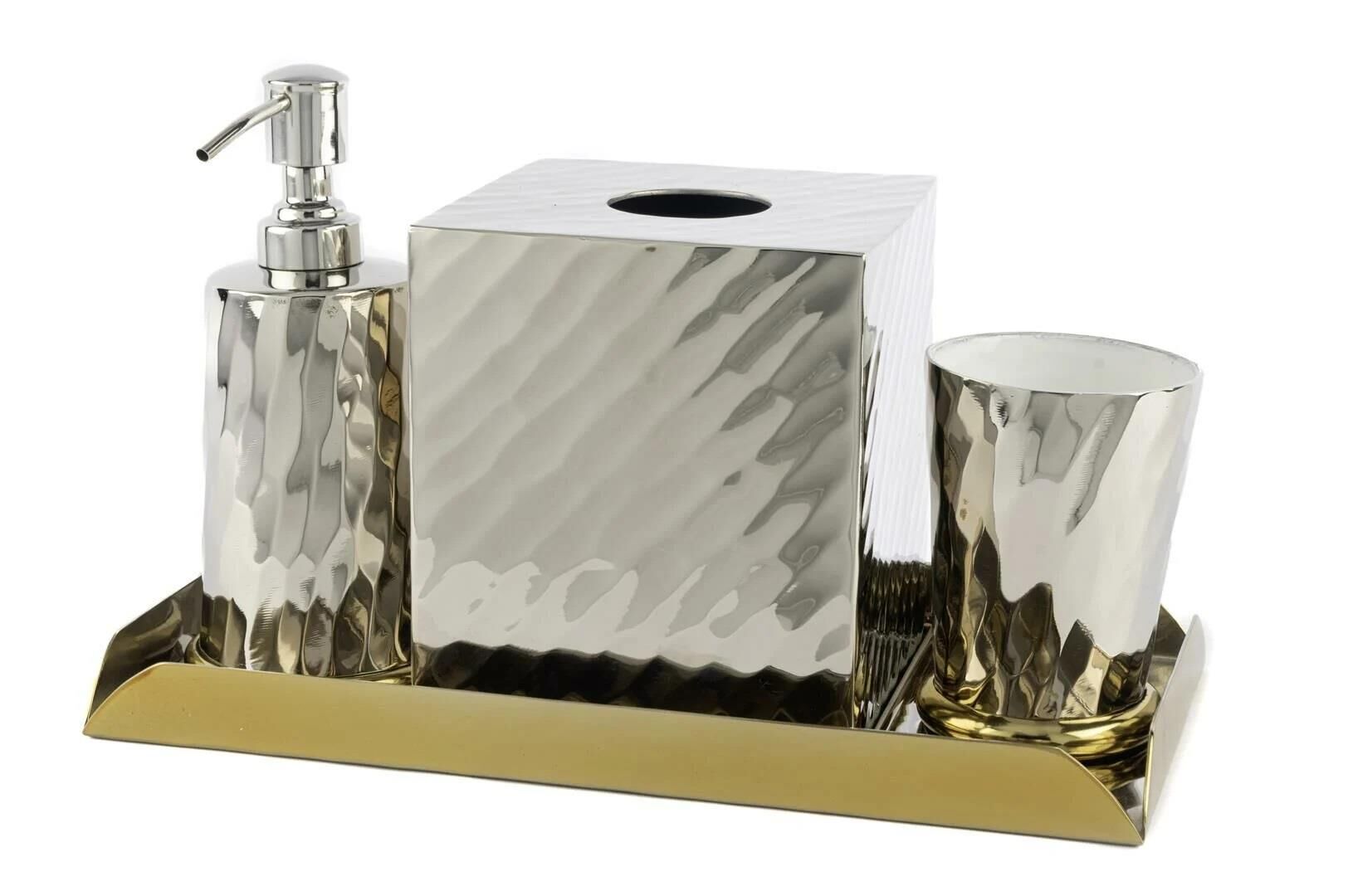 Gümüş Clare Banyo Seti 4 prç 31x16x19cm ve Çöp Kovası 23x27cm