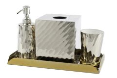 Gümüş Clare Banyo Seti 4 prç 31x16x19cm ve Çöp Kovası 23x27cm