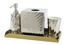 Gümüş Clare Banyo Seti 4 prç 31x16x19cm ve Çöp Kovası 23x27cm